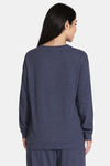 Rosaline Waffle Knit Cotton Sweatshirt - Medieval Blue — thumbnail 3